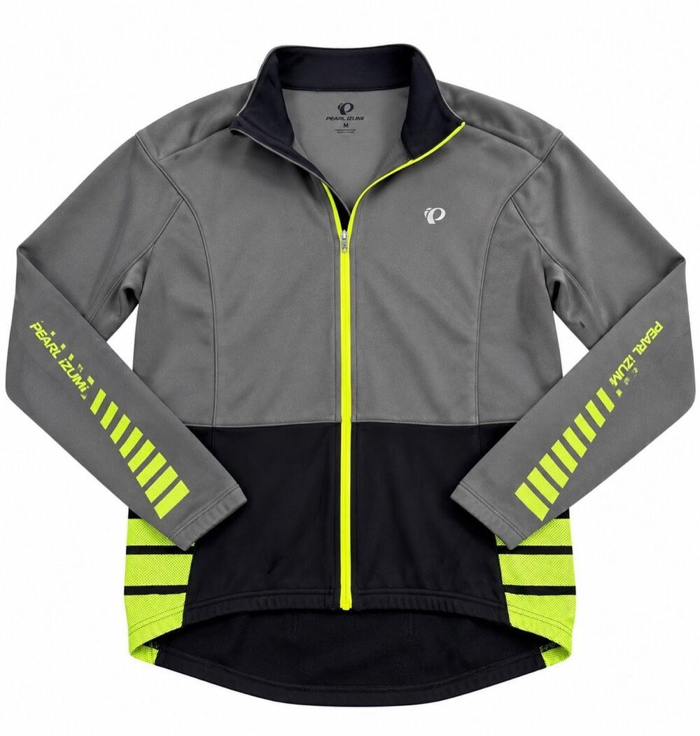 Pearl Izumi Men’s Cycling Jacket Gray Black Reflective Size Medium